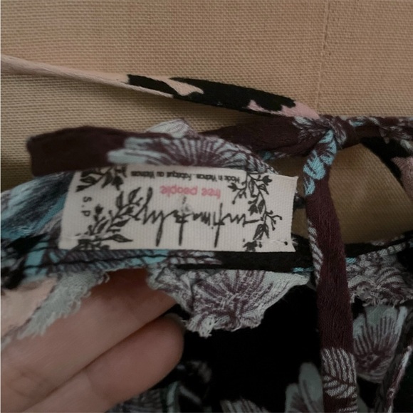 Free People] Purple Blue flower prints Cut edge Slip Dress - Picture 9 of 10